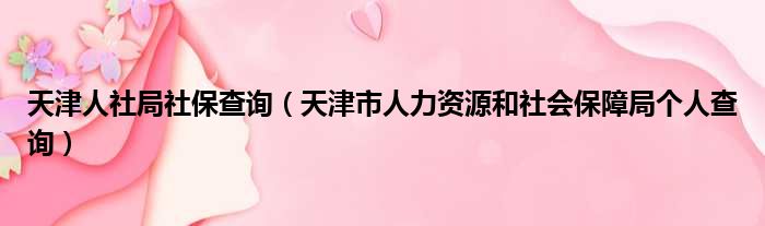 天津人社局社保查询 天津市人力资源和社会保障局个人查询