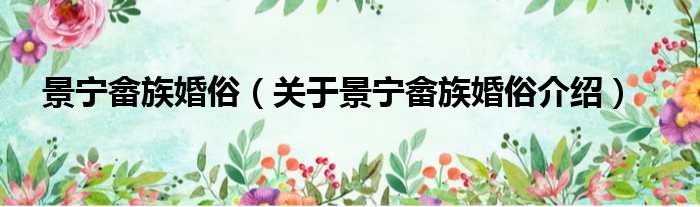 景宁畲族婚俗 关于景宁畲族婚俗介绍