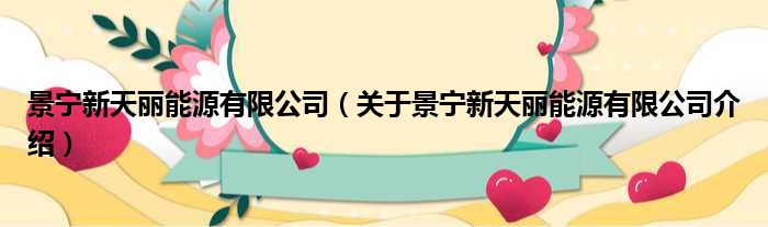 景宁新天丽能源有限公司 关于景宁新天丽能源有限公司介绍