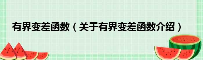 有界变差函数 关于有界变差函数介绍