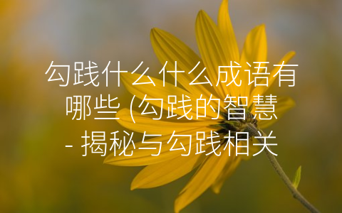 勾践什么什么成语有哪些 (勾践的智慧- 揭秘与勾践相关的成语)