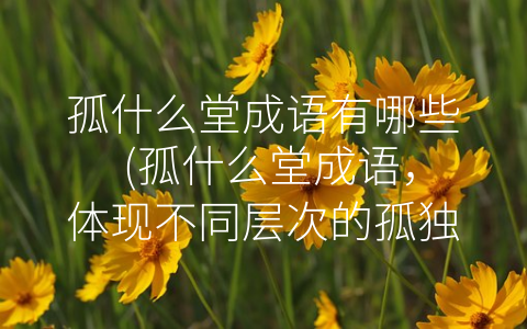 孤什么堂成语有哪些 (孤什么堂成语，体现不同层次的孤独状态)