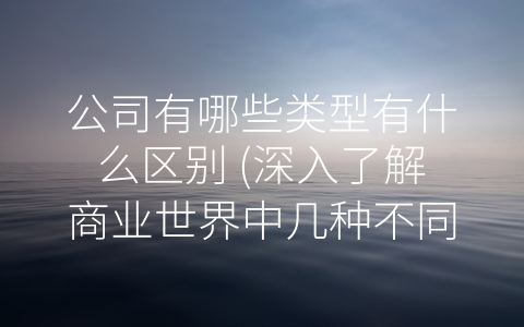 公司有哪些类型有什么区别 (深入了解商业世界中几种不同的公司类型及其区别。)