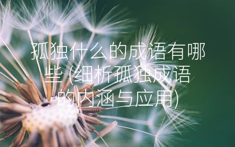 孤独什么的成语有哪些 (细析孤独成语的内涵与应用)