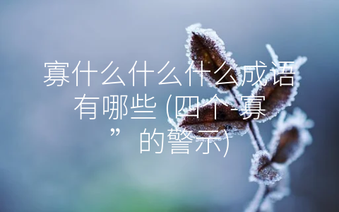 寡什么什么什么成语有哪些 (四个-寡”的警示)