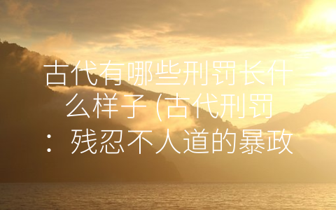 古代有哪些刑罚长什么样子 (古代刑罚：残忍不人道的暴政手段)