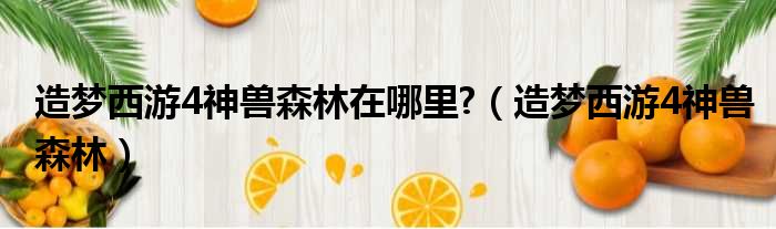 造梦西游4神兽森林在哪里  造梦西游4神兽森林