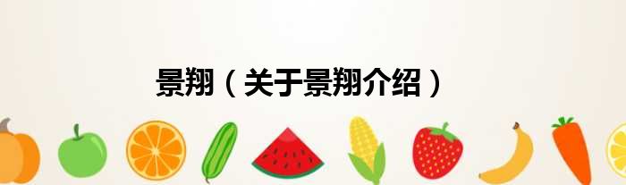 景翔 关于景翔介绍