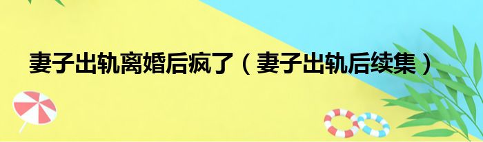 妻子出轨离婚后疯了 妻子出轨后续集