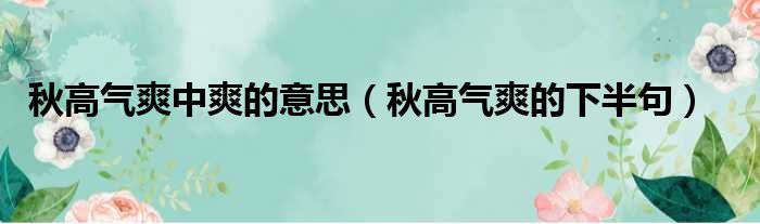 秋高气爽中爽的意思 秋高气爽的下半句