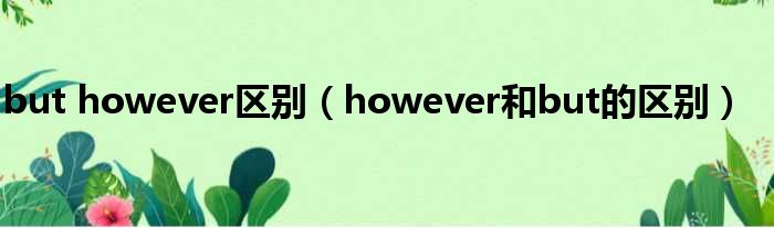 but however区别 however和but的区别