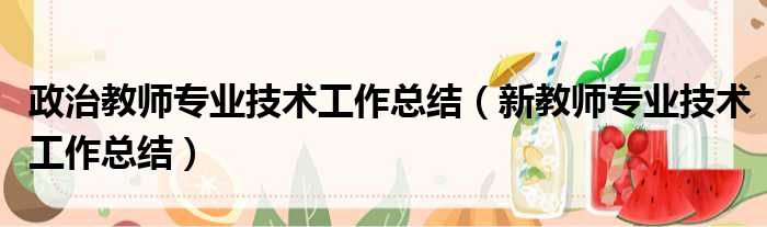 政治教师专业技术工作总结 新教师专业技术工作总结