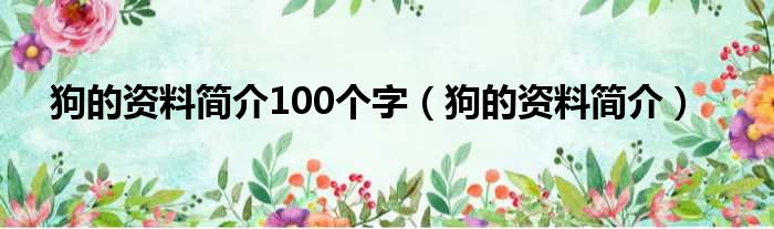 狗的资料简介100个字 狗的资料简介