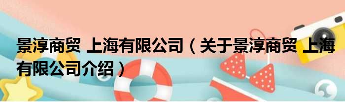 景淳商贸 上海有限公司 关于景淳商贸 上海有限公司介绍