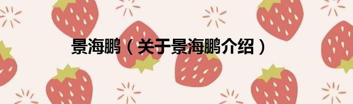 景海鹏 关于景海鹏介绍