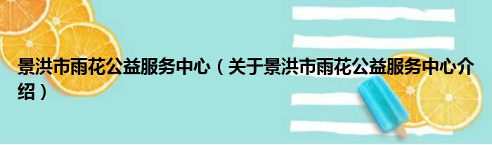 景洪市雨花公益服务中心 关于景洪市雨花公益服务中心介绍
