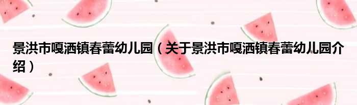 景洪市嘎洒镇春蕾幼儿园 关于景洪市嘎洒镇春蕾幼儿园介绍