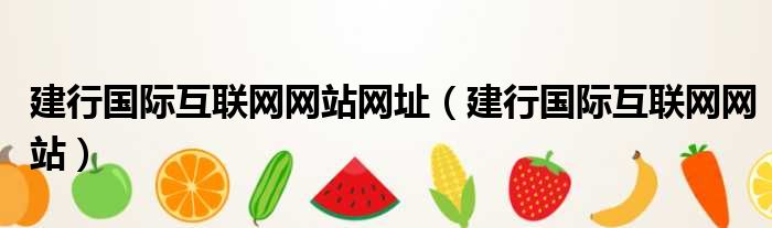 建行国际互联网网站网址 建行国际互联网网站