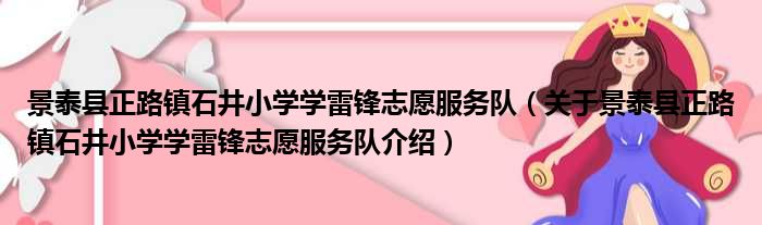 景泰县正路镇石井小学学雷锋志愿服务队 关于景泰县正路镇石井小学学雷锋志愿服务队介绍