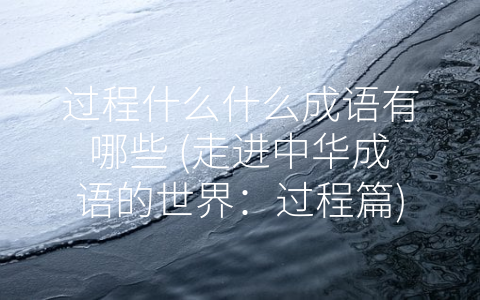 过程什么什么成语有哪些 (走进中华成语的世界：过程篇)