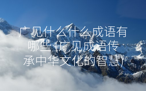 广见什么什么成语有哪些 (广见成语传承中华文化的智慧)