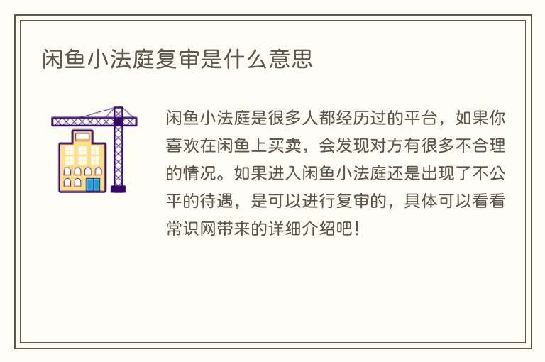 闲鱼小法庭复审是什么意思