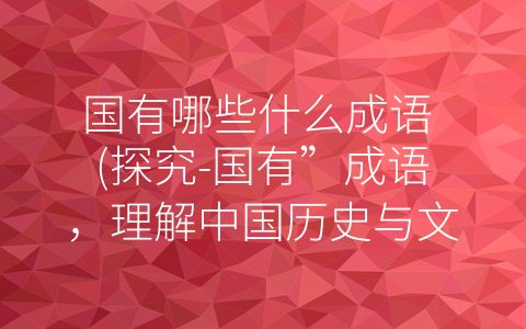 国有哪些什么成语 (探究-国有”成语，理解中国历史与文化)