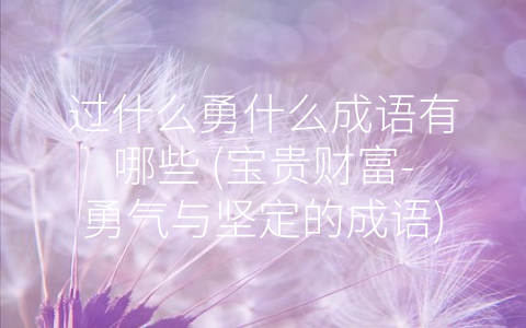 过什么勇什么成语有哪些 (宝贵财富-勇气与坚定的成语)