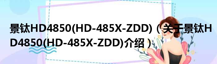 景钛HD4850 HD 485X ZDD 关于景钛HD4850 HD 485X ZDD介绍