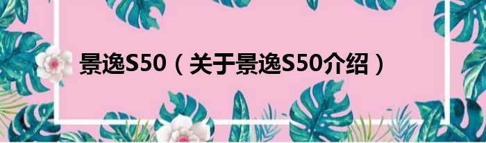 景逸S50 关于景逸S50介绍