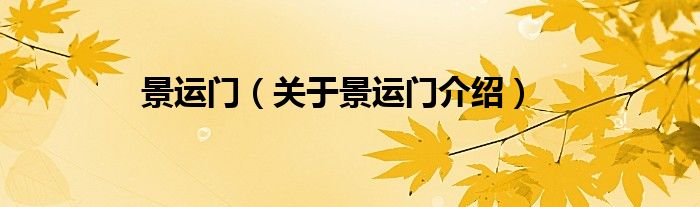 景运门 关于景运门介绍