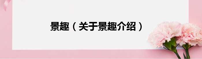 景趣 关于景趣介绍