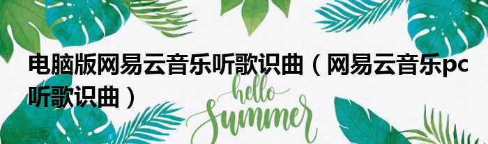 电脑版网易云音乐听歌识曲 网易云音乐pc听歌识曲