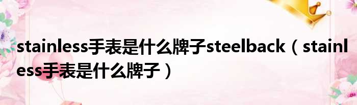 stainless手表是什么牌子steelback stainless手表是什么牌子
