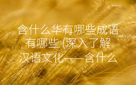 含什么华有哪些成语有哪些 (深入了解汉语文化——含什么华有哪些成语？)