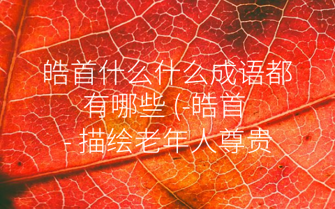 皓首什么什么成语都有哪些 (-皓首 - 描绘老年人尊贵与智慧的成语”)
