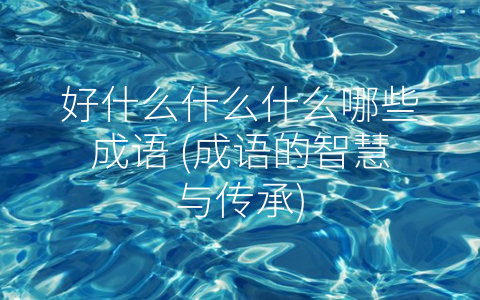 好什么什么什么哪些成语 (成语的智慧与传承)