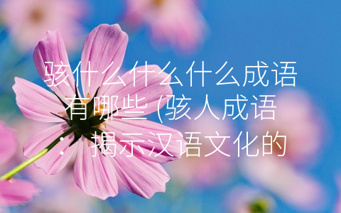 骇什么什么什么成语有哪些 (骇人成语： 揭示汉语文化的神秘面貌)