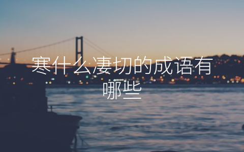 寒什么凄切的成语有哪些