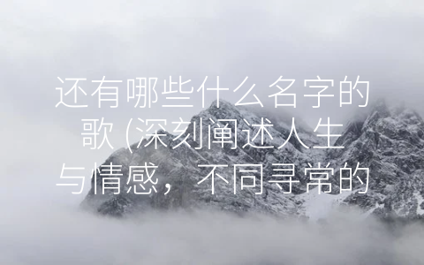 还有哪些什么名字的歌 (深刻阐述人生与情感，不同寻常的-无名”之曲)