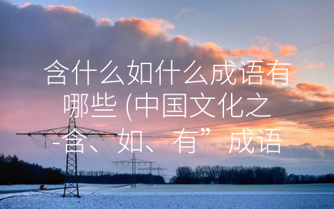 含什么如什么成语有哪些 (中国文化之-含、如、有”成语)