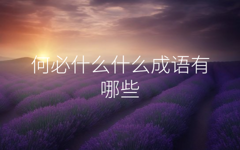何必什么什么成语有哪些