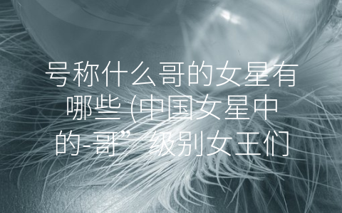 号称什么哥的女星有哪些 (中国女星中的-哥”级别女王们)