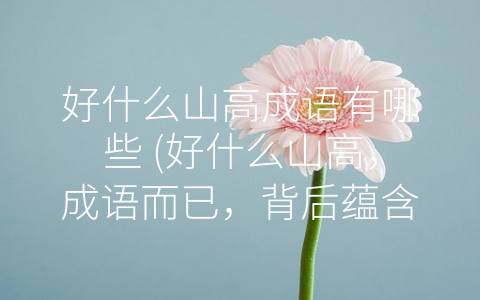 好什么山高成语有哪些 (好什么山高，成语而已，背后蕴含的是中国文化智慧)
