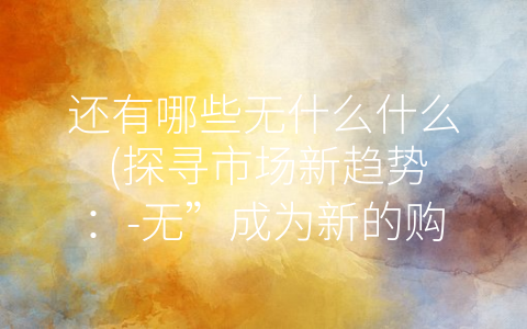 还有哪些无什么什么 (探寻市场新趋势：-无”成为新的购物关键词)