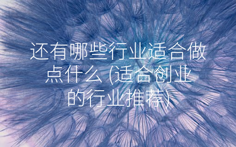还有哪些行业适合做点什么 (适合创业的行业推荐)