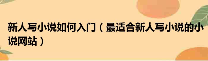 新人写小说如何入门 最适合新人写小说的小说网站