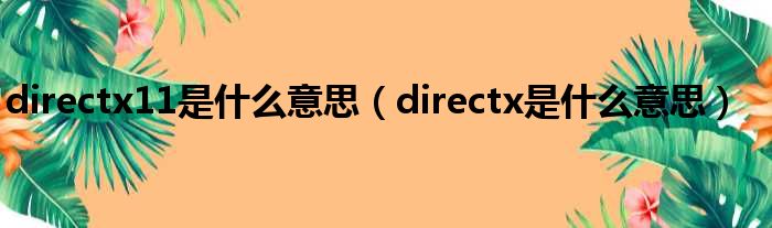 directx11是什么意思 directx是什么意思