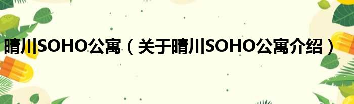 晴川SOHO公寓 关于晴川SOHO公寓介绍