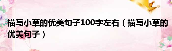 描写小草的优美句子100字左右 描写小草的优美句子